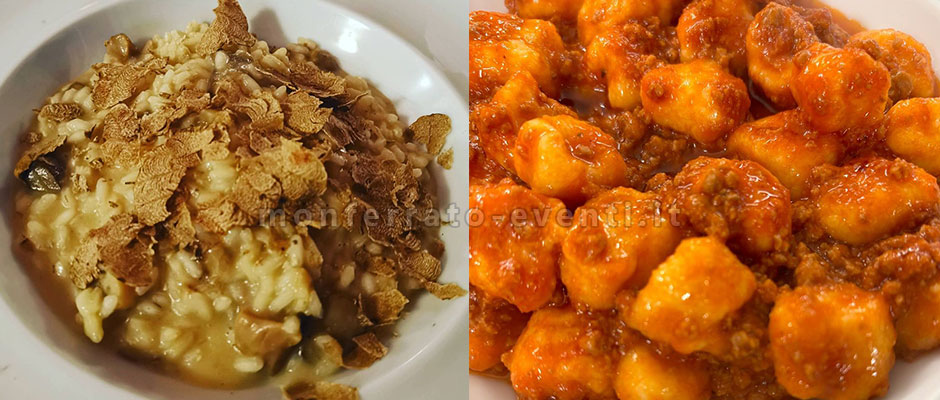 Risotto al tartufo e gnocchi al ragù di carne rosso