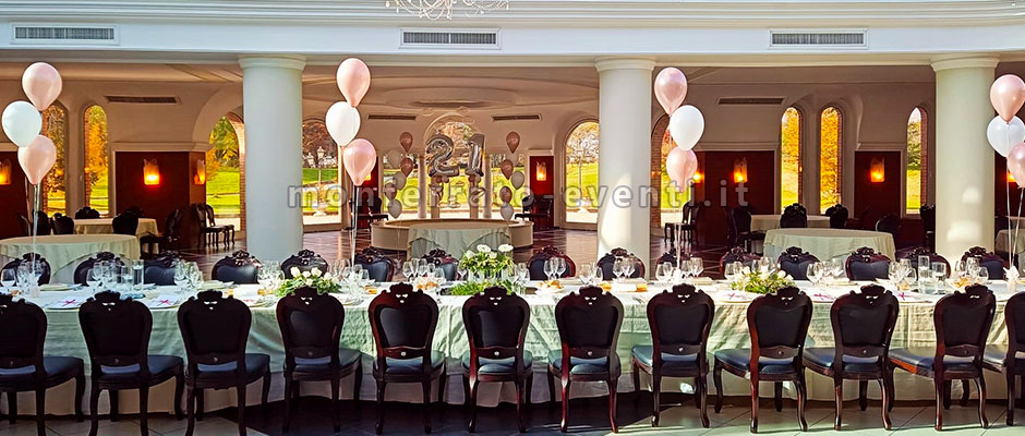 sala ristorante addobbata con sculture di palloncini giokinfesta balloon alessandria asti valenza monferrato eventi