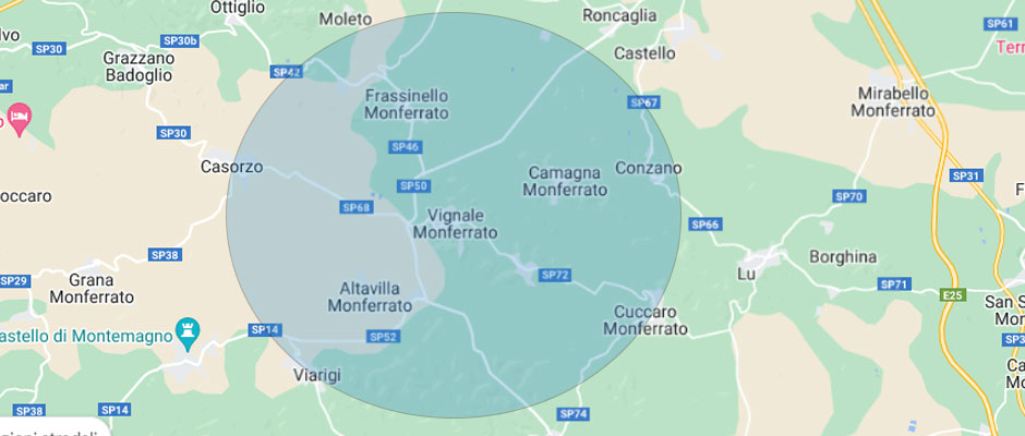 Cartina zona in cui si trova il ristorante la rocca di camagna monferrato